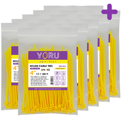 เคเบิ้ลไทร์ YORU รุ่น YR100-03CLY สีเหลือง 10 แพ็ค