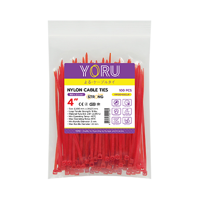 เคเบิ้ลไทร์ YORU รุ่น YR100-03CLR สีแดง 1 แพ็ค