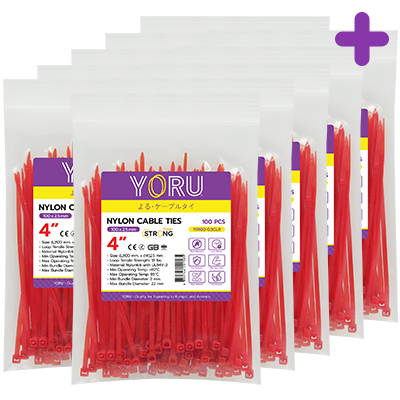 เคเบิ้ลไทร์ YORU รุ่น YR100-03CLR สีแดง 10 แพ็ค